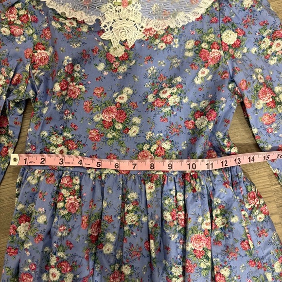 Vtg Rare Editions NWT Floral Prairie Dress Cottagecore Girls SZ 16 USA Blue Pink - Picture 11 of 16